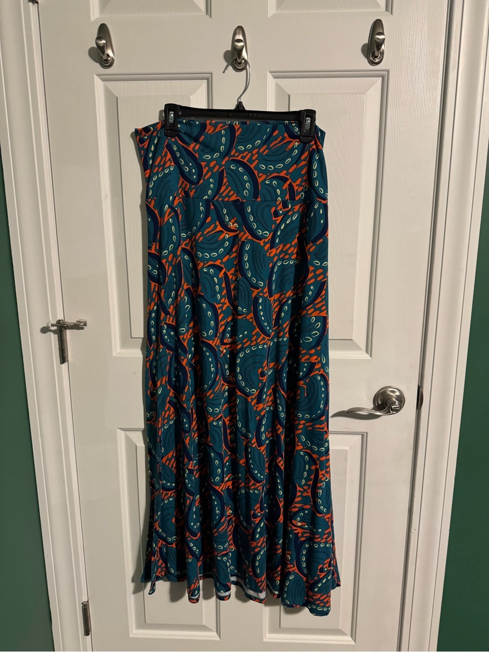 Lularoe Women’s XL Teal and Orange Printed Maxi Skirt - Women